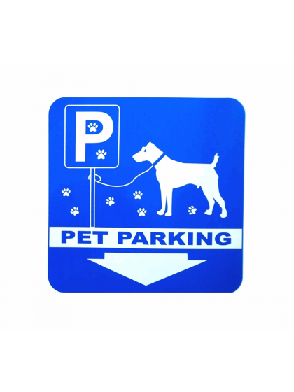 Πινακίδα 'Pet Parking', μπλε, αλουμίνο 25 x 25 cm